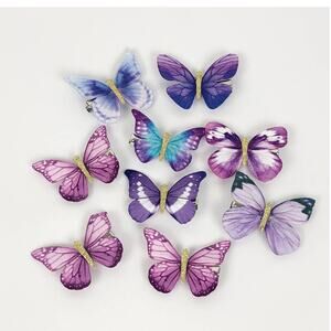 Three-Dimensional Butterfly Hair Clips 9 Pcs Purple Pink Blue Bobby Pin New